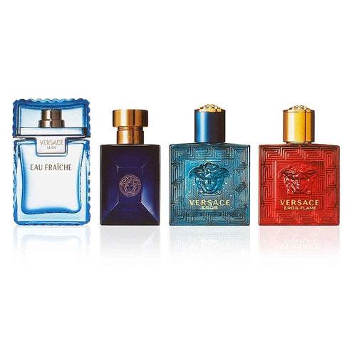 Versace Miniatures For Him Gift Set 5ml Eros EDT + 5ml Eros Flame EDT + 5ml Eau Fraiche EDT + 5ml Pour Homme EDT + 5ml Eros Energy EDT