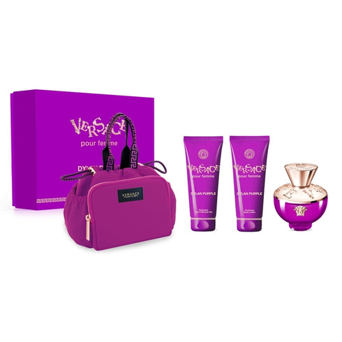 Versace Pour Femme Dylan Purple Gift Set 100ml EDP + 100ml Shower Gel + 100ml Body Lotion + Bag