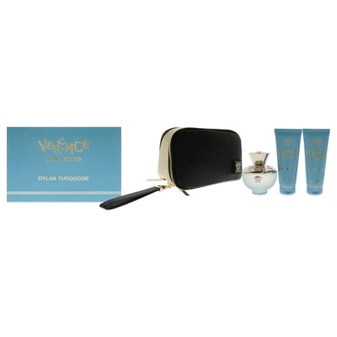 Versace Pour Femme Dylan Turquoise Gift Set 100ml EDT + 100ml Shower Gel + 100ml Body Lotion + Bag