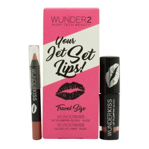 Wunder2 Your Jet Set Lips! Nude Gift Set 1.25g Lip Gloss + 0.5g Lip Liner