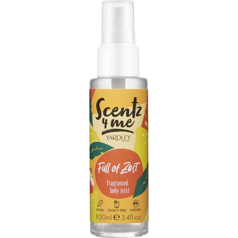 Yardley Scentz 4 Me Fragranced Body Mist 100ml Spray - Full Of Zest