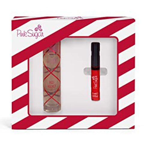 Aquolina Pink Sugar Red Velvet Gift Set 50ml EDT + 8.5ml Lip Gloss - Red