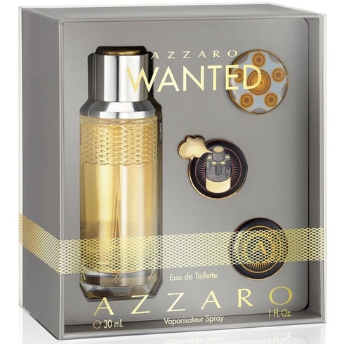 Azzaro Wanted Gift Set 30ml EDT + 3 x Badge Pins
