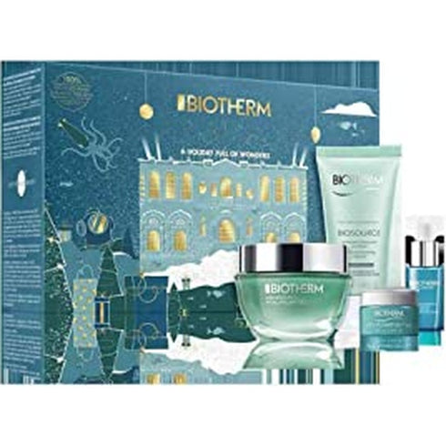 Biotherm Aquasource Gift Set 50ml Hyalu Plump Gel + 7ml Life Plankton Elixir + 50ml Biosource Purifying Foaming Cleanser+ 5ml Life Plankton Eye Cream + Pouch