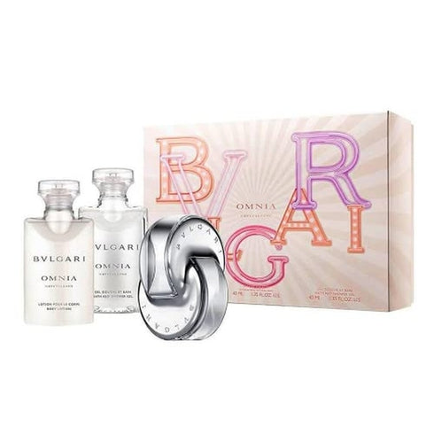 Bvlgari Omnia Crystalline Gift Set 40ml EDT + 40ml Body Lotion + 40ml Shower Gel + Pouch