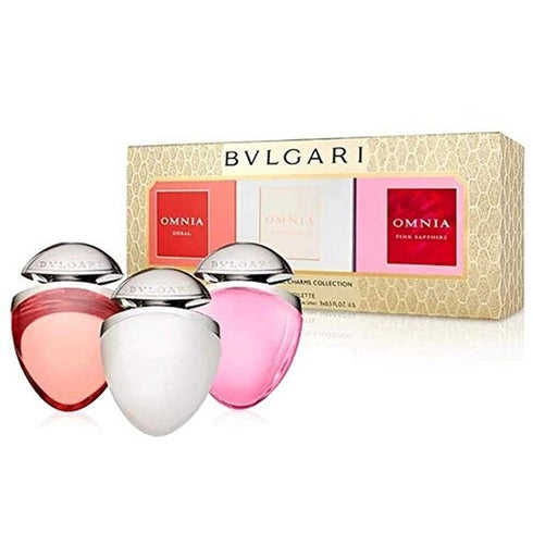 Bvlgari Omnia Jewels Charms Fragrance Gift Set 15ml Crystalline EDT + 15ml Coral EDT + 15ml Pink Sapphire EDT