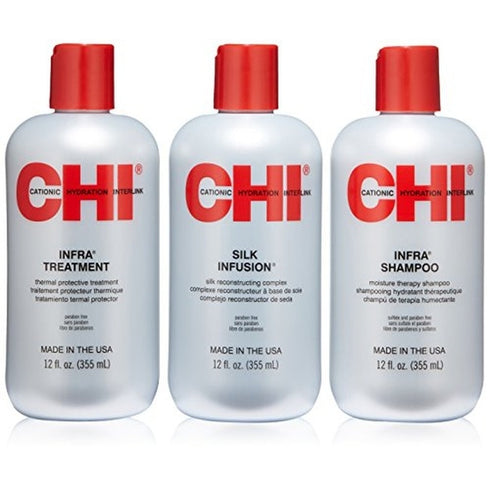 CHI Infra Trio Gift Set 355ml Infra Shampoo + 355ml Infra Treatment + 355ml Silk Infusion