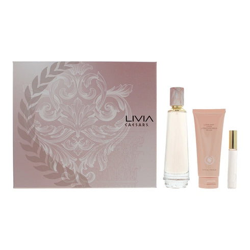 Caesars Livia Gift Set 100ml EDP + 100ml Body Lotion + 9ml Roll-On Perfume