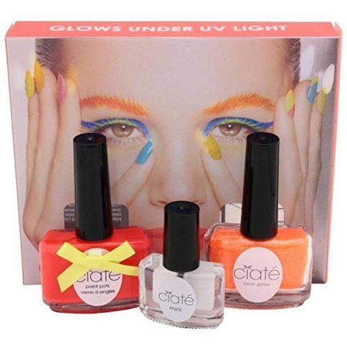 Ciaté Corrupted Neon Manicure Club Tropicana Gift Set 13.5ml Nail Polish in Cha Cha Cha + 10g Club Tropicana Neon Glitter + 5ml Black Light Top Coat