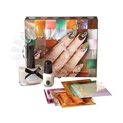 Ciaté Very Colourfoil Manicure Wonderland Gift Set 13.5ml Cream Soda Nail Polish 30x Metallic Foil Sheets in 6 Shades + 5ml Foil Fix Glue + Nail Wheel