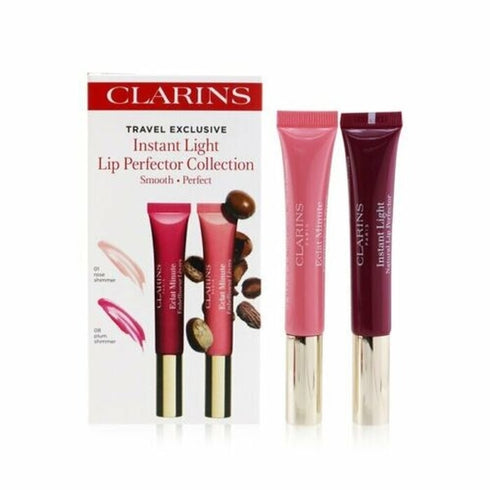Clarins Instant Light Lip Perfector Duo 2 x 12ml - 01 Rose Shimmer + 08 Plum Shimmer