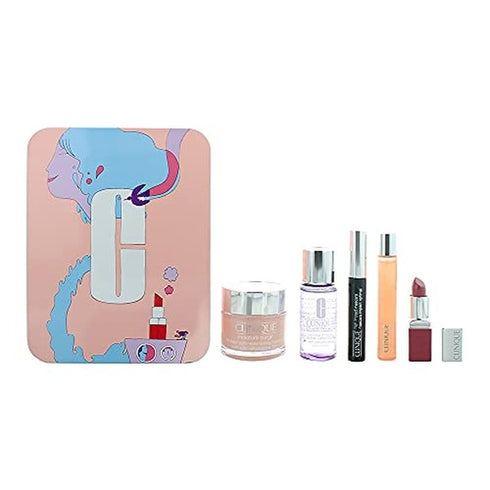 Clinique Limited Edition Travel Jet Set Gift Set 75ml Moisture Surge Hydrator Gel Cream + 50ml Take The Day Off Make-Up Remover + 7ml Mascara - Black + 15ml All About Eyes Serum + 3.9g Lipstick - 14 Plum Pop