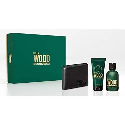 DSquared² Green Wood Gift Set 100ml EDT + 100ml Shower Gel + Wallet