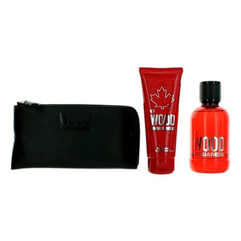 DSquared² Red Wood Gift Set 100ml EDT + 100ml Shower Gel + Purse