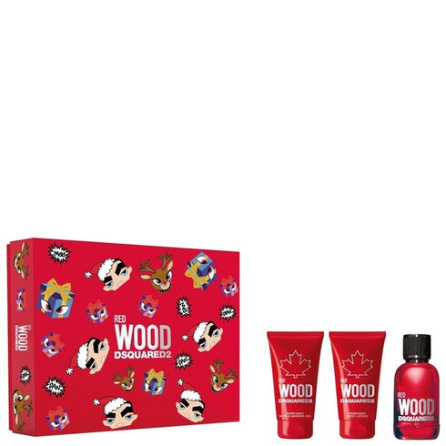 DSquared² Red Wood X-mas21 Gift Set 50ml EDT + 50ml Body Lotion + 50ml Shower Gel
