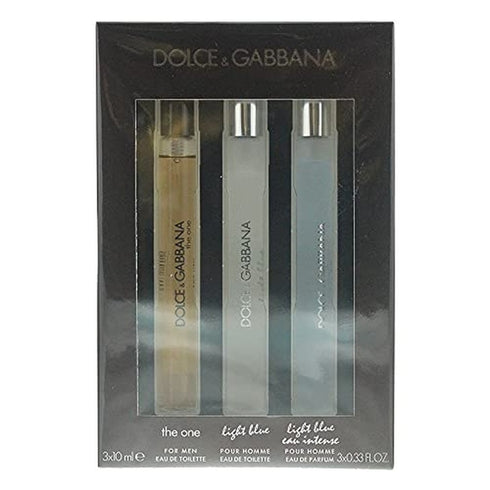 Dolce & Gabbana For Men Miniature Gift Set - 3 Pieces (1 x 10ml The One EDT
1 x 10ml Light Blue Pour Homme EDT
1 x 10ml Light Blue Eau Intense Pour Homme EDP)