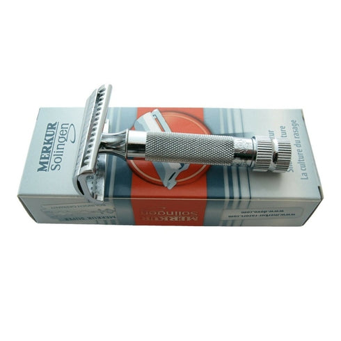 Dovo Merkur Safety Razor With Sample Blade - Chrome 37C HD