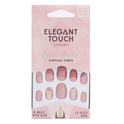 Elegant Touch Luxe Looks 24 False Nails with Glue - Virtual Vibes