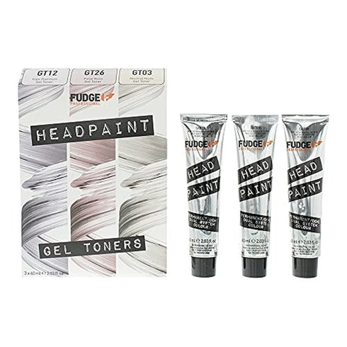 Fudge Professional Headpaint Gel Toners Trio Kit 60ml GT03 Neutral Nude Toner + 60ml GT12 Pale Platinum Toner + 60ml GT26 Petal Rose Toner