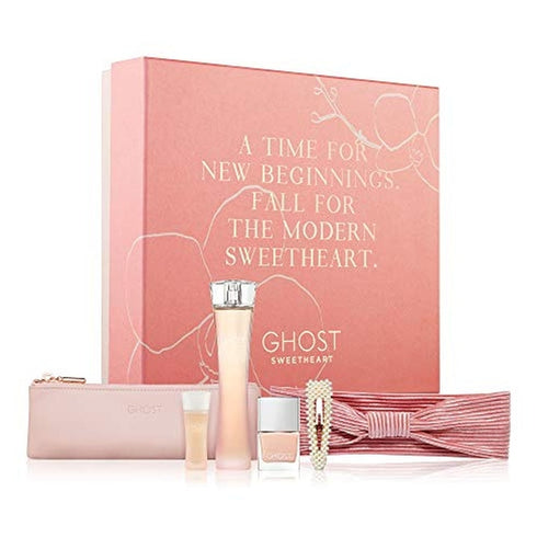 Ghost Sweetheart Gift Set 50ml EDT + 5ml EDT + 10ml Peach Nail Polish + Cosmetic Pouch + Hair Clip + Headband