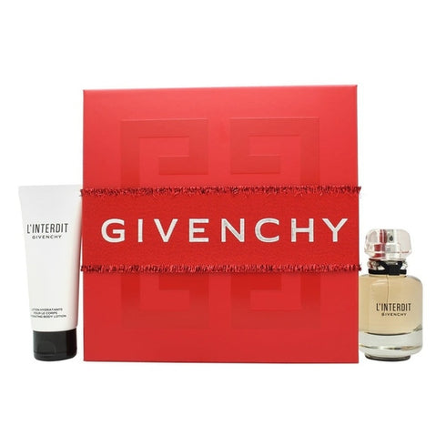 Givenchy L'Interdit Gift Set 50ml EDP + 75ml Body Lotion (This gift set contains:
1 x 50ml EDP
1 x 75ml Body Lotion)