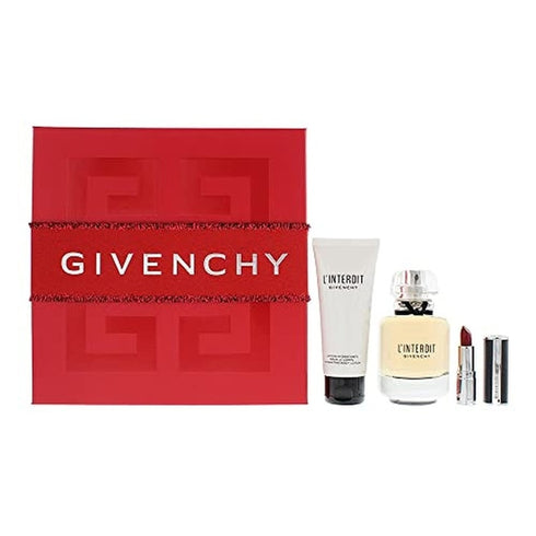Givenchy L'Interdit Gift Set 80ml EDP + 75ml Body Lotion + 1.5g Le Rouge Lipstick - 333 L'Interdit