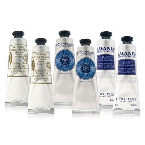 L'Occitane Happy Hands Gift Set 2x30ml Shea Butter Hand Cream + 2x30ml Lavendar Hand Cream + 2x30ml Verbena Cooling Hand Cream Gel