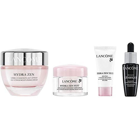 Lancome Hydra Zen Gift Set - 50ml Hydra Zen Moisturizer (Dry Skin) + 5ml Hydrating Eye Cream + 15ml Hydra Zen Night Moisturizer + 10ml Génifique Concentrate Anti-aging Serum