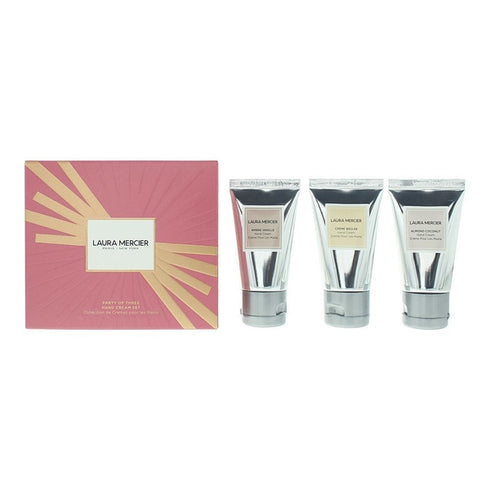 Laura Mercier Party Of Three Hand Cream Gift Set 30ml Almond Coconut Hand Cream + 30ml Ambre Vanille Hand Cream + 30ml Crème Brulee Hand Cream