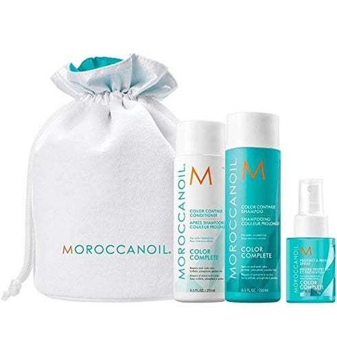 Moroccanoil Beauty in Bloom Color Complete Gift Set 250ml Colour Continue Shampoo + 250ml Colour Continue Conditioner + 50ml Prevent and Protect Spray + Bag