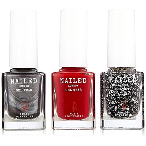 Nailed London Gel Wear Instant Glamour Gift Set 3 x 10ml Nail Polish (Knight Rider + London Conundrum + Rosie's Red)