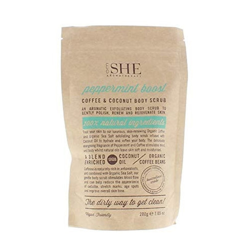 Om She Aromatherapy Peppermint Boost Coffee & Coconut Body Scrub 200g