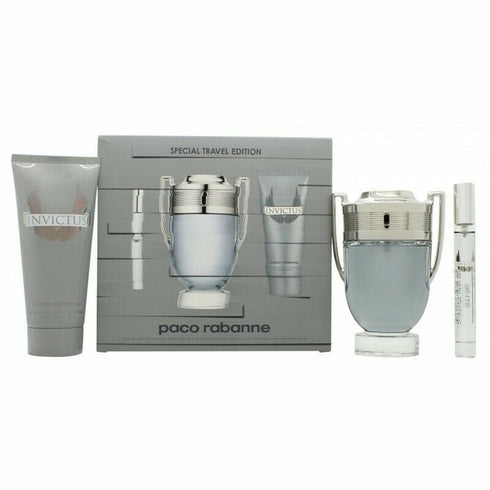 Paco Rabanne Invictus Gift Set 100ml EDT Spray + 100ml Shower Gel + Mini 10ml EDT