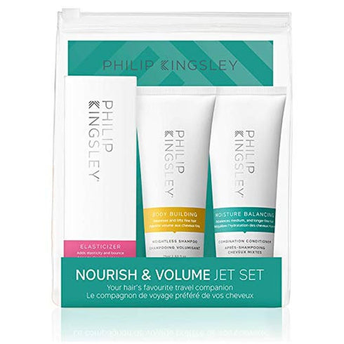 Philip Kingsley Nourish & Volume Jet Set 75ml Elasticizer + 75ml Body Building Weightless Shampoo + 75ml Moisture Balancing Combination Conditioner