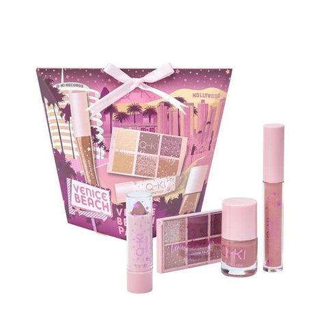 Q-KI Venice Beach Party Gift Bag 6 x 0.9g Eyeshadow Palette + 3.3g Lipstick + 3ml Lip Gloss + 7ml Nail Polish