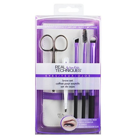 Real Techniques Brow Set Gift Set 6 Pieces (1 x Angled Tweezer
1 x Brow Scissors
1 x Brow Brush
1 x Brow Spoolie
1 x Brow Highlighting Brush
1 x Storage Case)