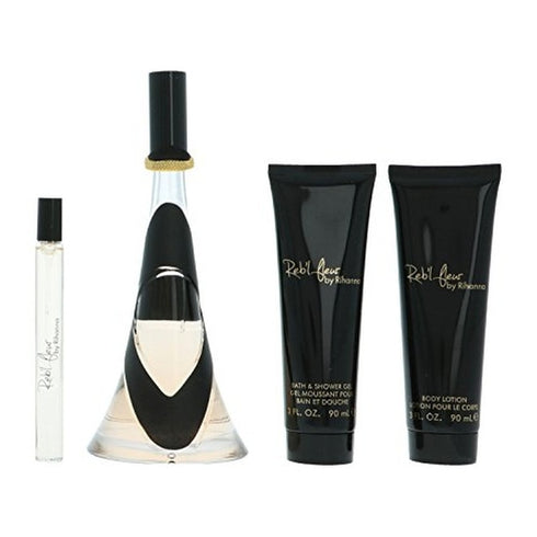 Rihanna Reb'l Fleur Gift Set 100ml EDP + 90ml Body Lotion + 90ml Shower Gel + 10ml Roll-On
