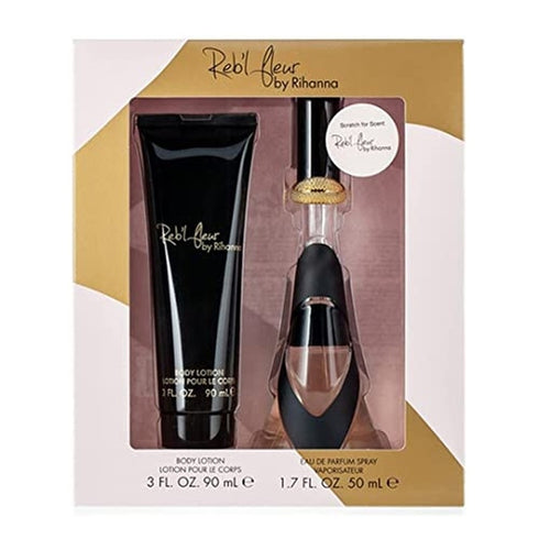 Rihanna Reb'l Fleur Gift Set 50ml Eau De Parfum Spray + 90ml Body Lotion