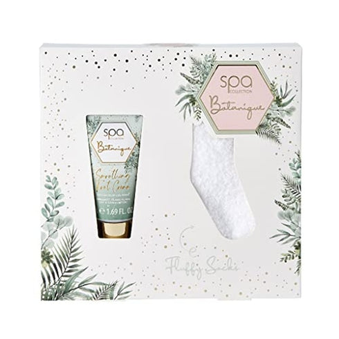 Style & Grace Spa Botanique Fluffy Sock Gift Set Eco Packaging 50ml Foot Cream + 1 Pair Fluffy Socks
