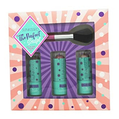 Sunkissed The Perfect Sculpt Gift Set 4 Pieces (1 x 8.5g Contour Stick
1 x 8.5g Blush Stick
1 x 8.5g Highlight Stick
1 x Blending Brush)