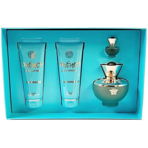 Versace Pour Femme Dylan Turquoise Gift Set 100ml EDT + 100ml Shower Gel + 100ml Body Lotion + 5ml EDT