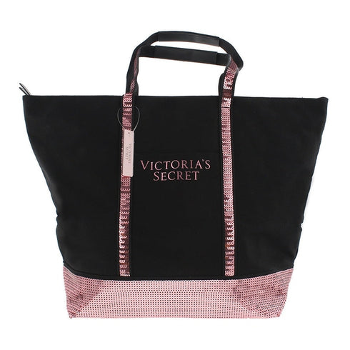 Victoria's Secret Black With Pink Sequin Tote Bag