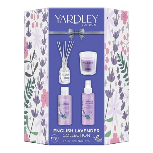 Yardley English Lavender Body & Home Collection Gift Set 100ml Body Wash + 100ml Body Mist + 50ml Diffuser + Candle