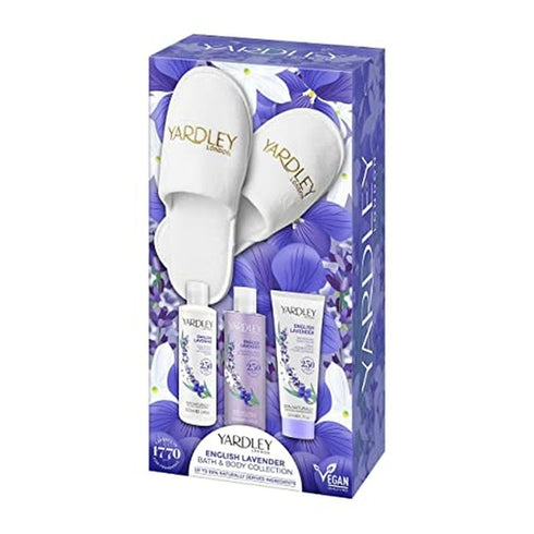 Yardley English Lavender Gift Set 100ml Body Wash + 100ml Body Lotion + 50ml Hand Cream + Slippers - Onesize