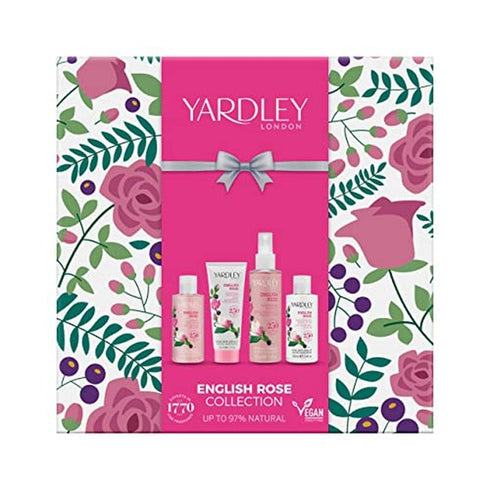 Yardley English Rose Gift Set 100ml Body Wash + 100ml Body Lotion + 100ml Body Mist + 50ml Hand Cream