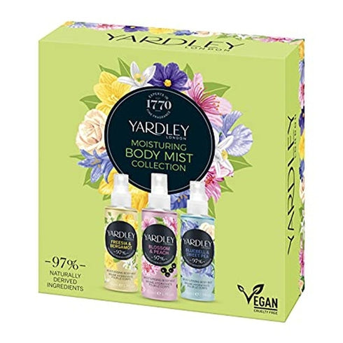 Yardley Miniature Fragrance Mist Gift Set 50ml Blossom & Peach Fragrance Mist + 50ml Freesia & Bergamot Fragrance Mist + 50ml Bluebell & Sweet Pea Fragrance Mist