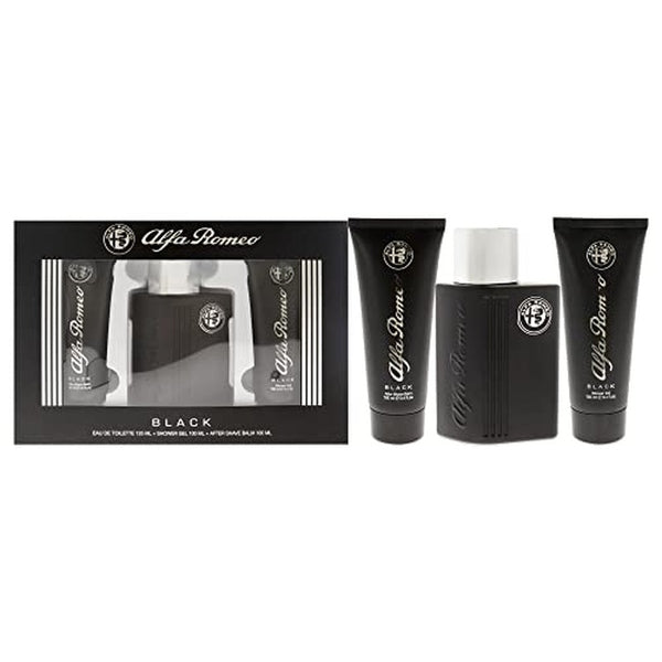 Alfa Romeo Black Gift Set 125ml EDT + 100ml Shower Gel + 100ml Aftersh ...
